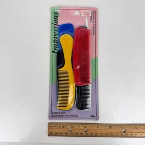 Vtg 1989 6pc Comb‎ Set Plastic Colorful Impression Sealed Orig Pkg Rare Prop